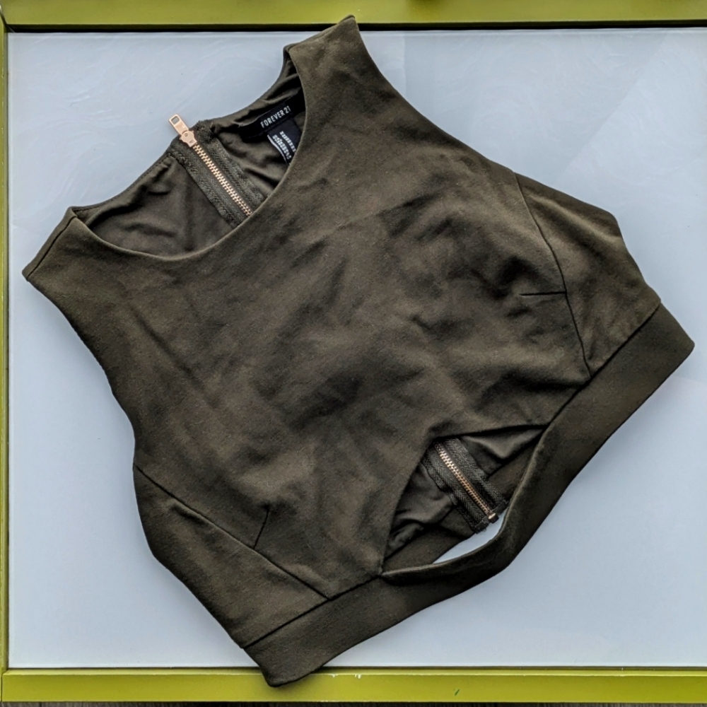 Forever 21 Olive Green Cropped Tank Top